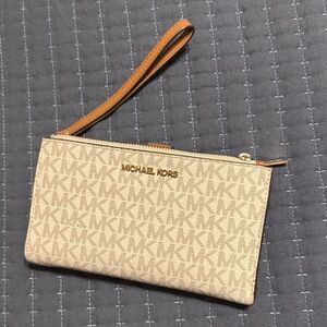 Michael Kors Tan Monogram Wristlet